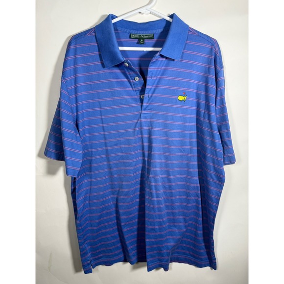 Masters Collection Mens Blue Pink Stripe Polo Shirt Golf Masters Tournament XL - Picture 2 of 9